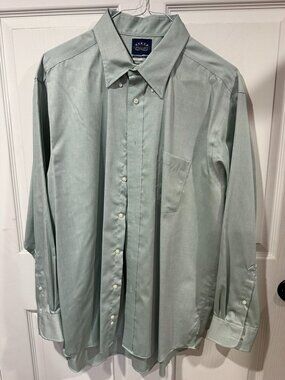 Eagle Shirtmakers Mens Dress Shirt Mint Green Long Sleeve Size 18.5 34/35 335